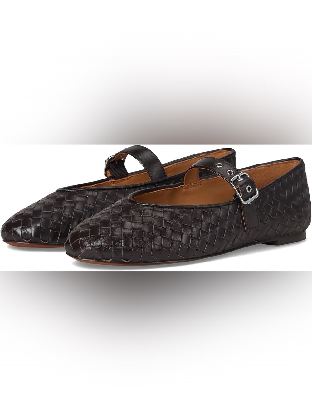 Madewell THE REMY MARY JANE FLAT WOVEN LEATHER dark carob brown size 9.5 NWT